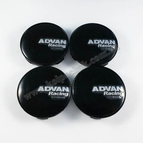 Ковпачки на диски Advan Racing чорні/сріблястий лого (56-59мм)