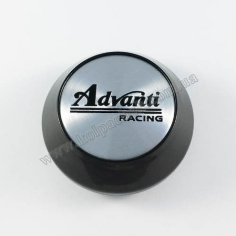 Ковпачок на диски Advanti Racing конус/чорний/сірий лого (56-60мм)