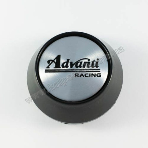 Ковпачок на диски Advanti Racing конус/чорний/сірий лого (62-68мм)