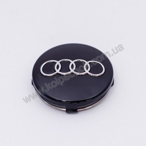 Ковпачок на диски Audi чорний/хром лого 4B0601170 (60мм)