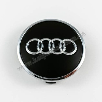 Колпачок на диски Audi черный мат/хром лого 8W0601170 / 4M0601170 (61мм)