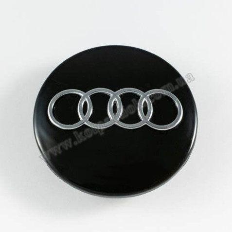 Ковпачок на диски Audi чорний/хром лого 8d0601170 (68мм)