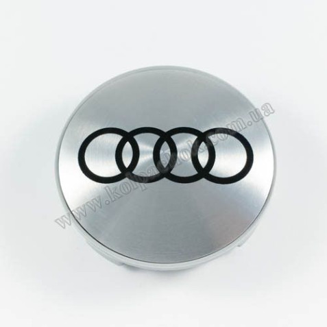 Колпачок на диски Audi серебро/черный лого (59мм)