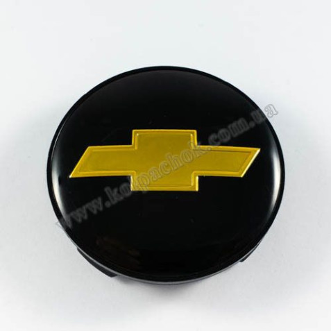 Колпачок на диски Chevrolet черный/золотой лого (59мм)