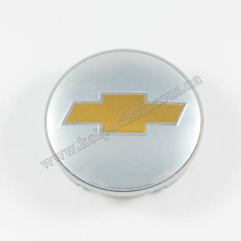 Ковпачок на диски Chevrolet срібло/золотий лого (59мм)