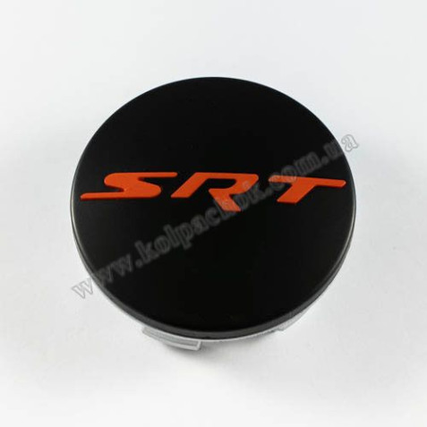 Ковпачок на диски Dodge SRT чорний мат/червоний лого (63мм)