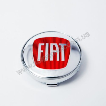 Ковпачок на диски Fiat хром/червоний лого (60мм)