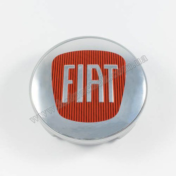Колпачок на диски Fiat хром/красный лого (59мм)