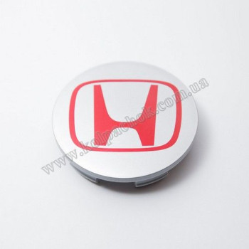 Колпачок на диски Honda серебристый/красный лого 44732-S9A-A000 (69мм)