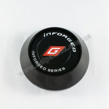 Ковпачок на диски Inforged конус/чорний/чорний лого (62-68мм)