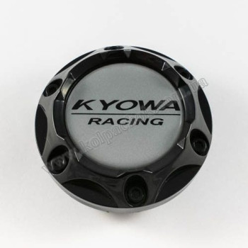 Колпачок на диски Kyowa черный конус/болты/серый лого (62-68мм)