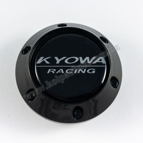 Ковпачок на диски Kyowa Racing чорний конус/болти/чорний лого (56-64мм)