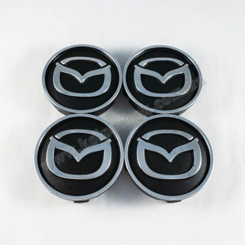 Ковпачки на диски Mazda чорні/хром лого (60мм)