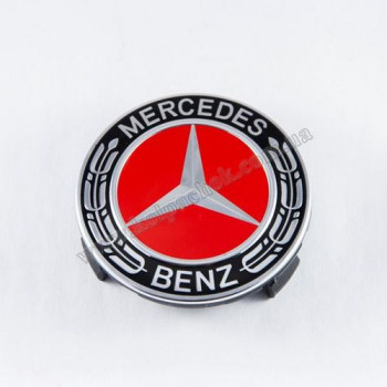 Колпачок на диски Mercedes-Benz нов. обр. черный/красный лого 3 ножки A1714000125 (75мм) Колпачок на диски Mercedes-Benz нов. обр. черный/красный лого 3 ножки A1714000125 (75мм)
