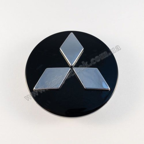 Ковпачок на диски Mitsubishi чорні/хром лого 4252A020 (60мм)