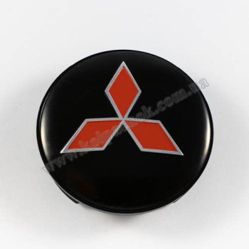 Ковпачок на диски Mitsubishi чорний/червоний лого (59мм) Ковпачок на диски Mitsubishi чорний/червоний лого (59мм)