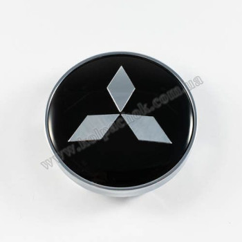 Ковпачок на диски Mitsubishi чорний/хром лого (60мм) Ковпачок на диски Mitsubishi чорний/хром лого (60мм)
