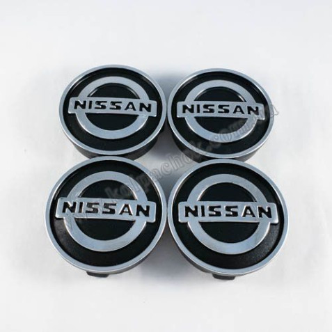 Ковпачки на диски Nissan чорні/хром лого (60мм)