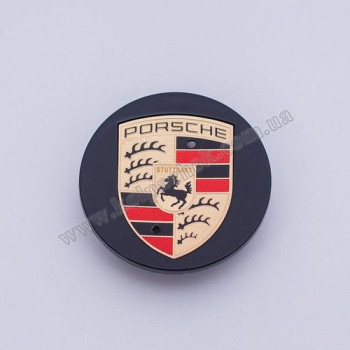 Ковпачок на диски Porsche чорний глянець/кольоровий лого 95B601150A (65мм)