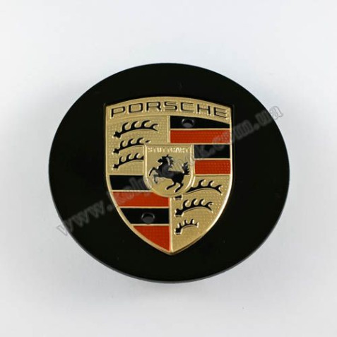 Ковпачок на диски Porsche чорний мат/кольоровий лого 7PP601150A (76мм)