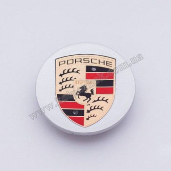Ковпачок на диски Porsche срібло/кольоровий лого 95B601150A (65мм)