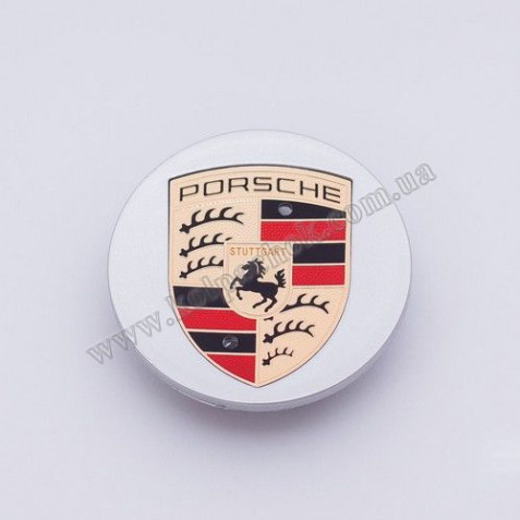 Ковпачок на диски Porsche срібло/кольоровий лого 95B601150A (65мм)