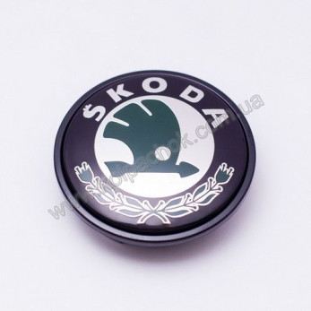 Колпачок Skoda зел. лого на диски Volkswagen 3B7601171 (65мм) 