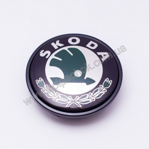 Колпачок Skoda зел. лого на диски Volkswagen 3B7601171 (65мм) 