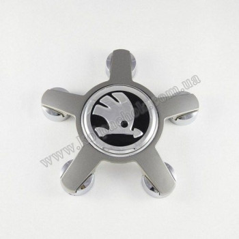 Колпачок Skoda хром лого на диски Audi 4F0601165N (звезда) Колпачок Skoda хром лого на диски Audi 4F0601165N (звезда)
