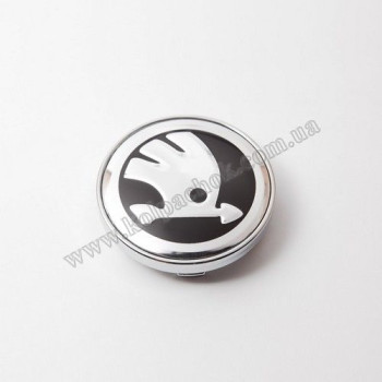 Колпачок на диски Skoda хром лого (60мм) Колпачок на диски Skoda хром лого (60мм)