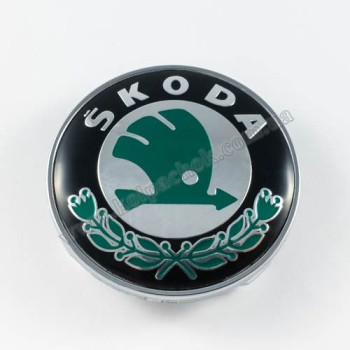 Колпачок Skoda зел. лого для Audi дисков хром кант 8W0601170 / 4M0601170 (61мм)