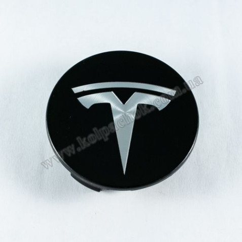 Ковпачок на диски Tesla чорний/хром лого 6005879-00-A (57мм)
