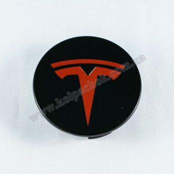 Ковпачок на диски Tesla чорний/червоний лого (57мм)