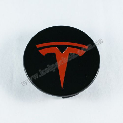 Ковпачок на диски Tesla чорний/червоний лого (57мм)