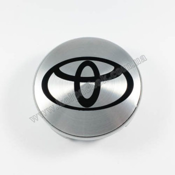 Колпачок на диски Toyota серебро/черный лого (59мм)