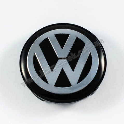 Ковпачок на диски VolksWagen чорний/хром лого (59мм)
