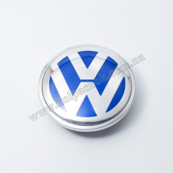 Ковпачок на диски VolksWagen синій/хром 3B7601171 (65мм) Ковпачок на диски VolksWagen синій/хром 3B7601171 (65мм)