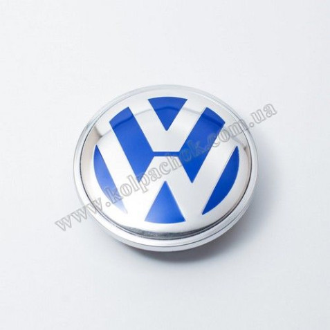 Ковпачок на диски VolksWagen синій/хром 3B7601171 (65мм)