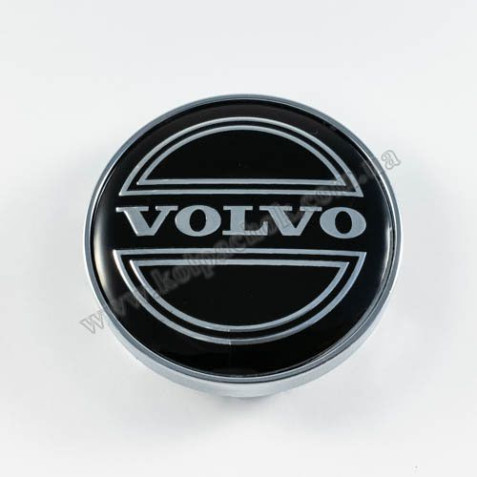 Колпачок на диски Volvo черный/хром лого (60мм)