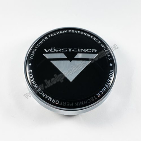 Ковпачок на диски Vorsteiner чорний/хром лого (60мм)