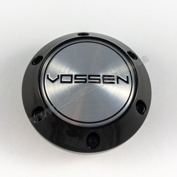 Ковпачок на диски Vossen конус/болти/чорний/сірий лого (56-64мм)