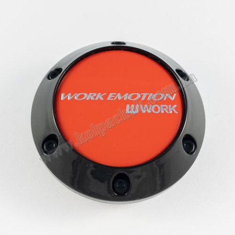 Ковпачок на диски Work Emotion конус/болти/чорний/червоний лого (56-64мм)