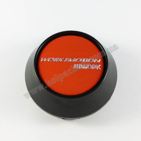 Ковпачок на диски Work Emotion конус/чорний/червоний лого (62-68мм)