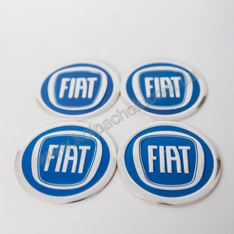 Наклейки для ковпачків на диски Fiat (60мм) сині