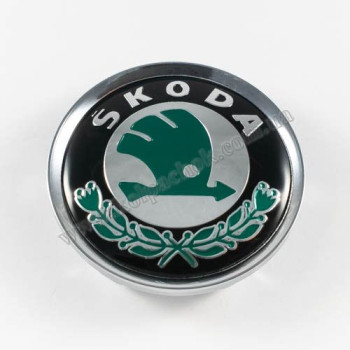 Ковпачок Skoda зелений лого для дисків Rial Alutec N32 (64мм)