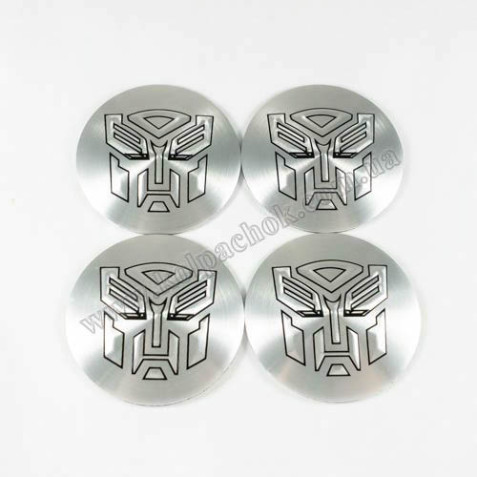 Наклейки для ковпачків на диски Transformers срібло/чорний кант (56мм)