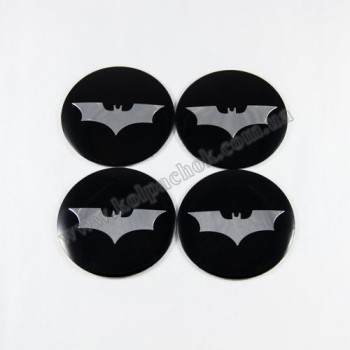 Наклейки для колпачков на диски Batman черный/хром лого (56мм)