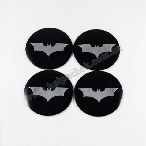 Наклейки для ковпачків на диски Batman чорний/хром лого (56мм)