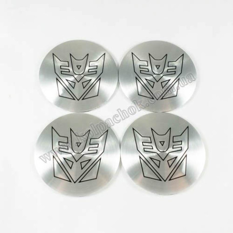 Наклейки для колпачков на диски Transformers серебро/черный кант/2 (56мм)