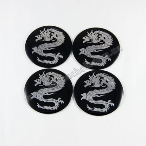 Наклейки для колпачков на диски Dragon хром (56мм)